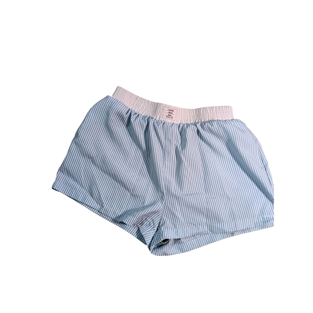 Classic Wear Blue White Pinstripe Cotton Boxer Loungewear Shorts Style 101
